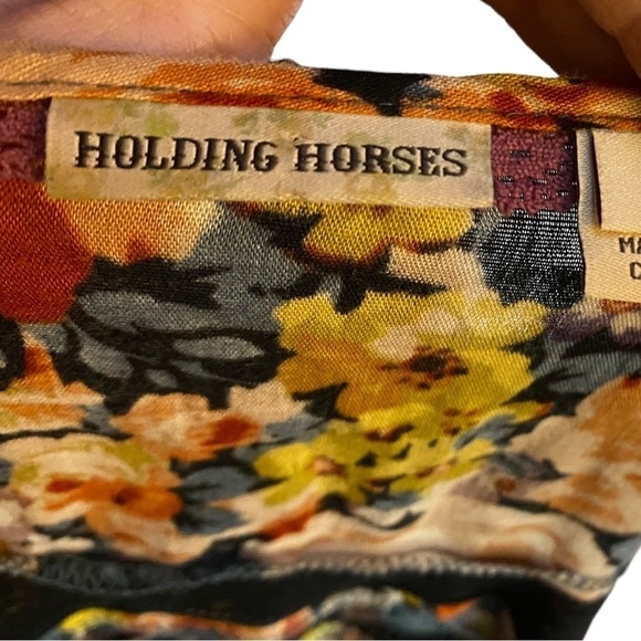 Anthropologie - Holding Horses Garden Floral Dress with Black Lace Size: Small - Picture 5 of 8